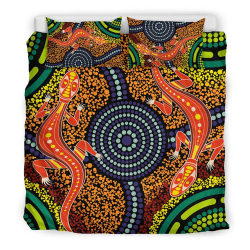 1st-australia-bedding-set-aboriginal-two-lizards-dot-painting-circle