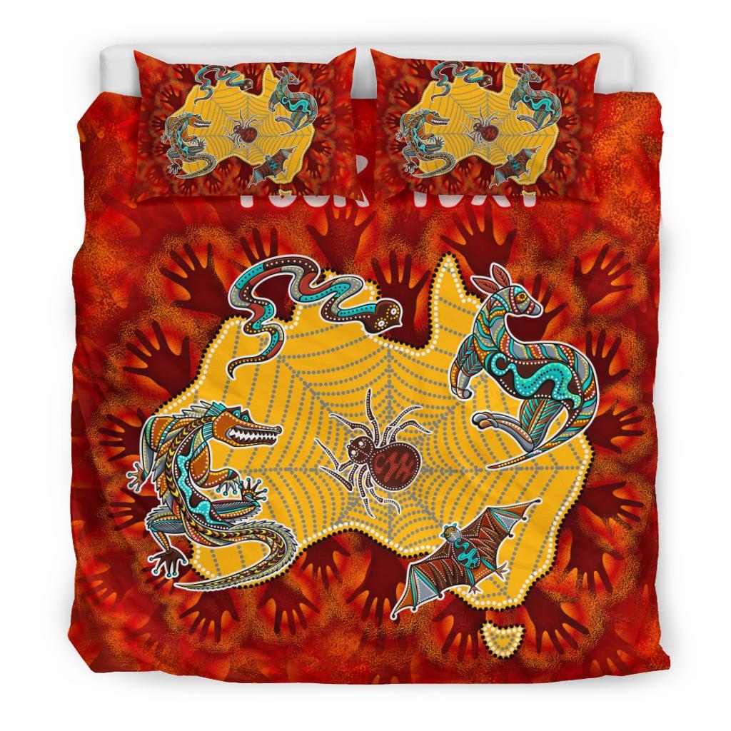 custom-aboriginal-bedding-set-australia-map-hand-patterns-spider-web