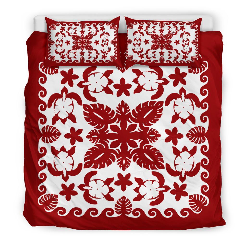 turtle-with-hibiscus-royal-red-bedding-set