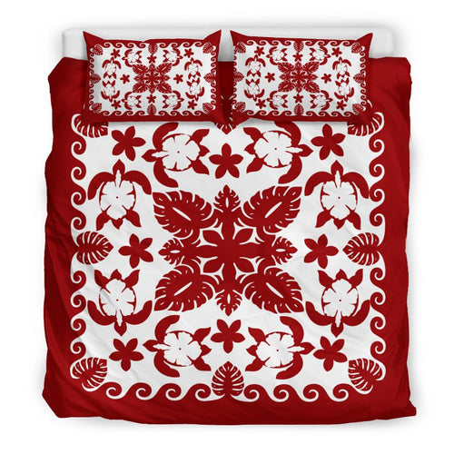 turtle-with-hibiscus-royal-red-bedding-set