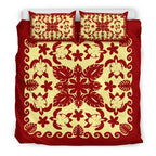turtle-with-hibiscus-royal-red-bedding-set-palm-leaf