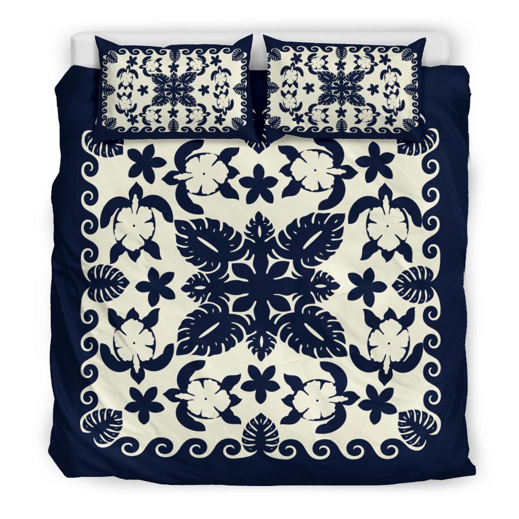 turtle-with-hibiscus-royal-navy-bedding-set-palm-leaf