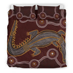 aboriginal-bedding-set-indigenous-crocodile-brown-color