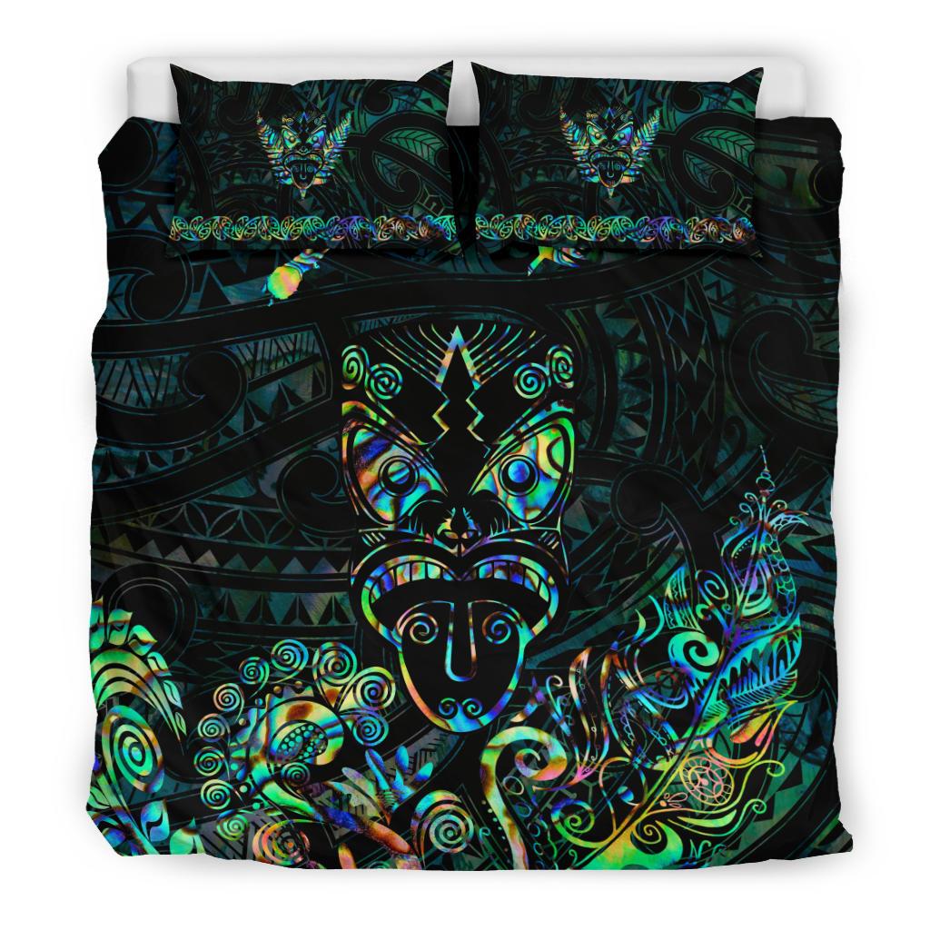 maori-aotearoa-rugby-haka-bedding-set-new-zealand-silver-fern-paua-shell