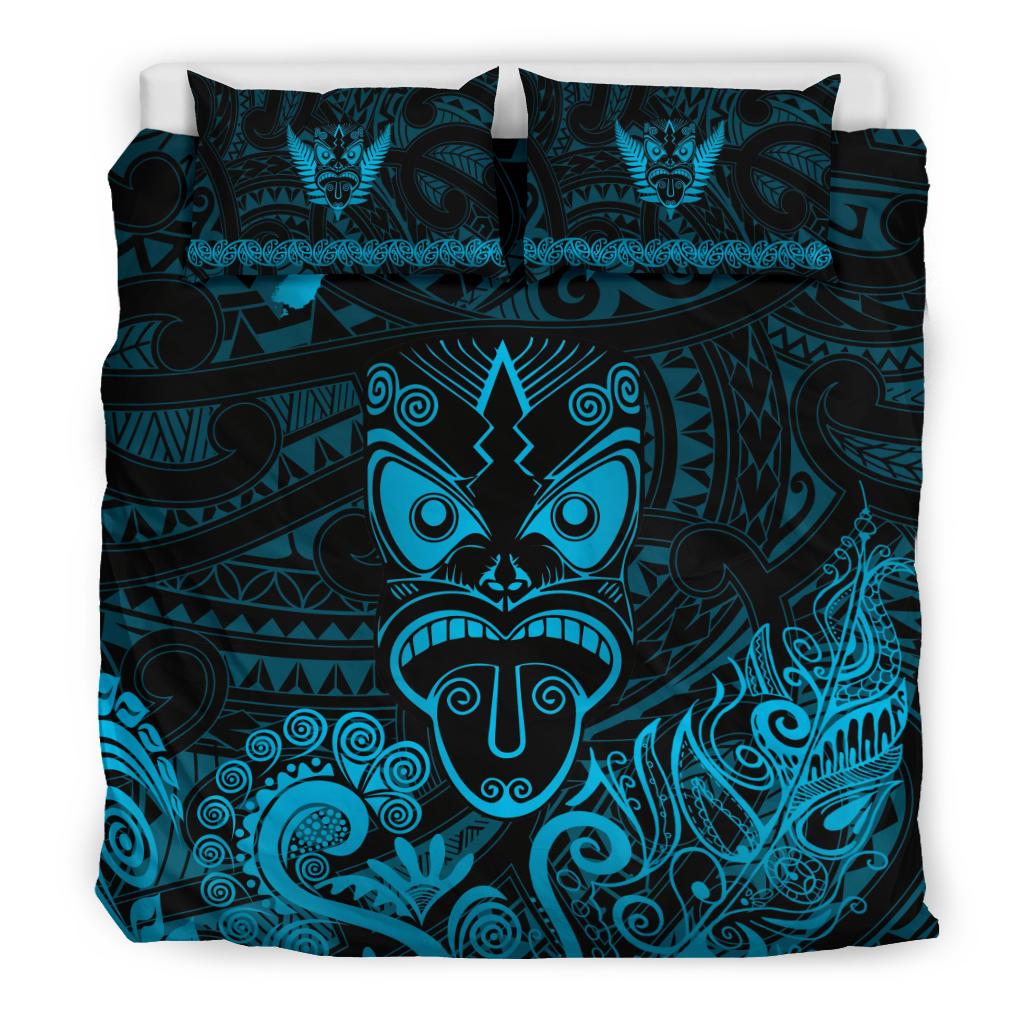 maori-aotearoa-rugby-haka-bedding-set-new-zealand-silver-fern-turquoise