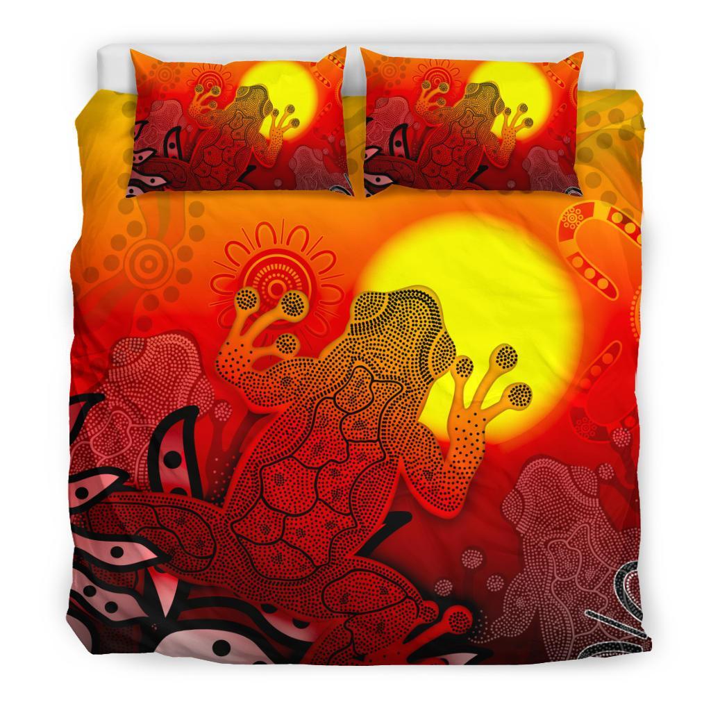 aboriginal-bedding-set-indigenous-frog-red