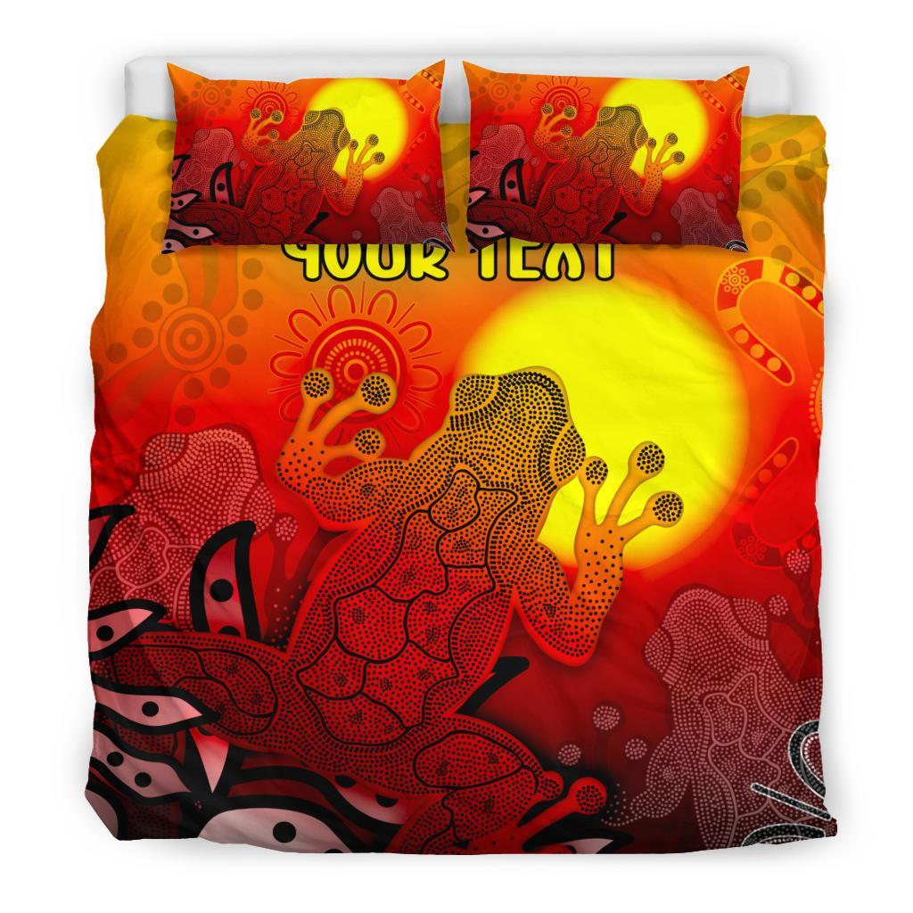 customaboriginal-bedding-set-indigenous-frog-red