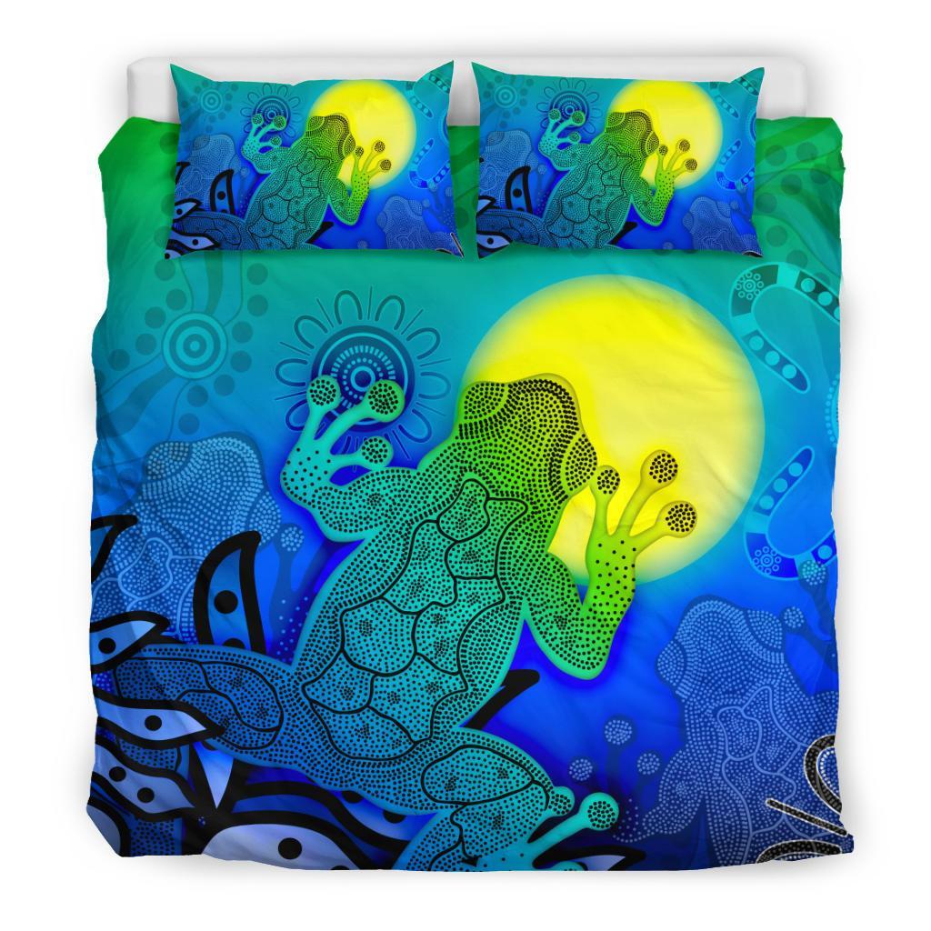 aboriginal-bedding-set-indigenous-frog-blue