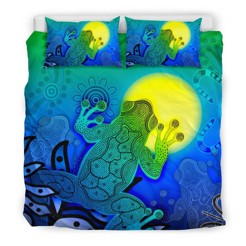 aboriginal-bedding-set-indigenous-frog-blue