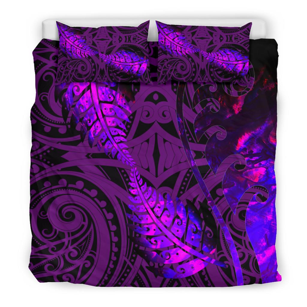 aotearoa-maori-bedding-set-silver-fern-koru-vibes-purple