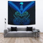 maori-manaia-new-zealand-tapestry-blue