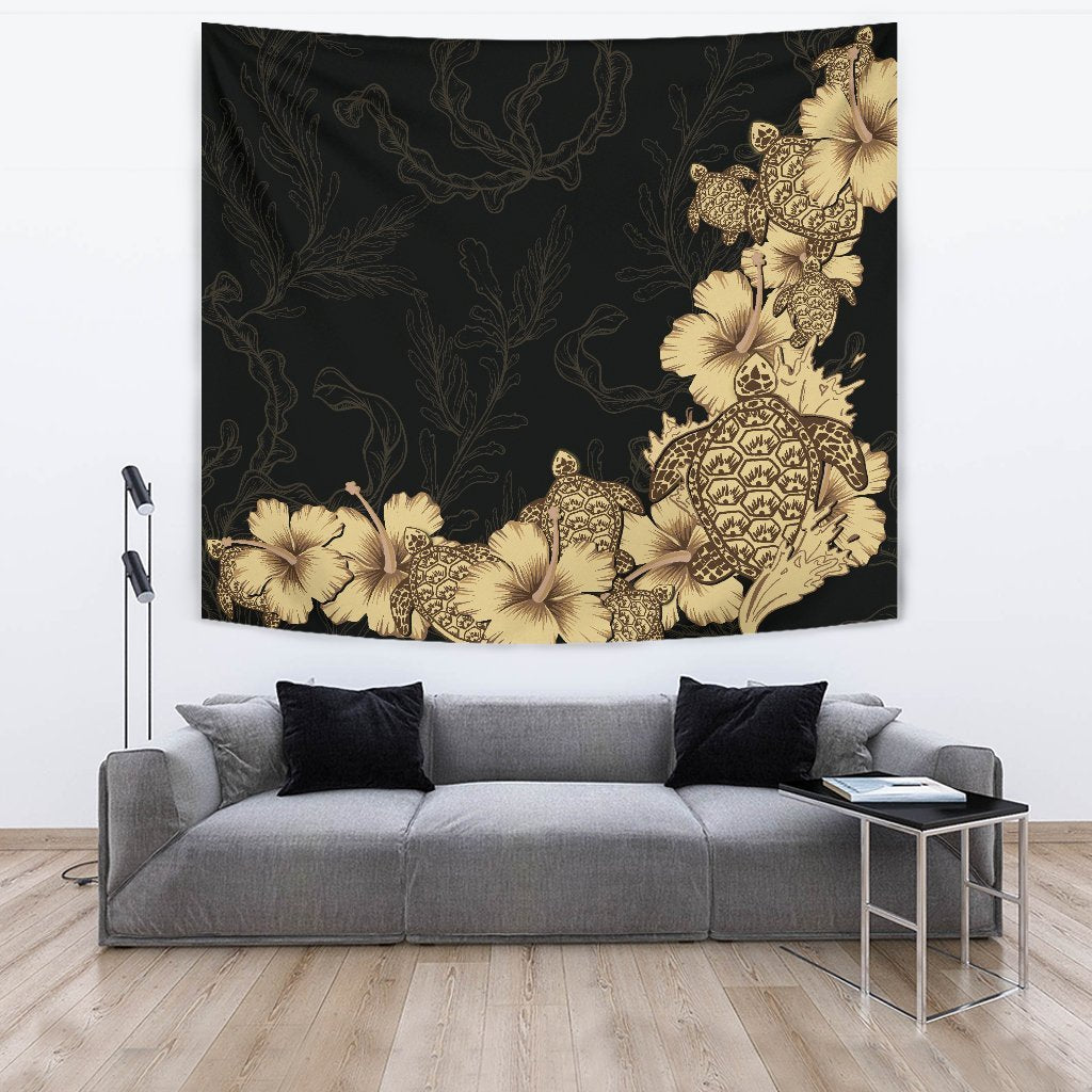 hibiscus-plumeria-golden-turtle-tapestry