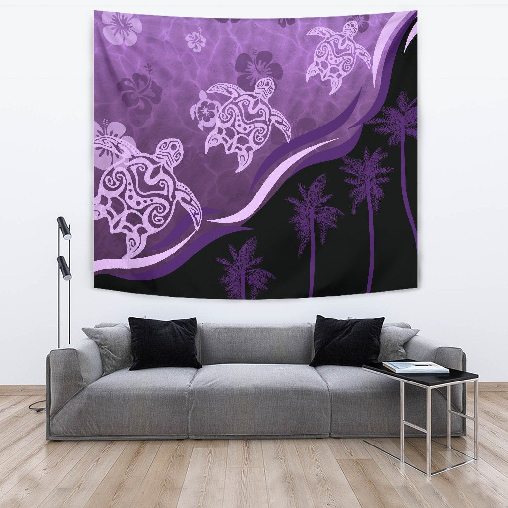 purple-turtle-hibiscus-tapestry