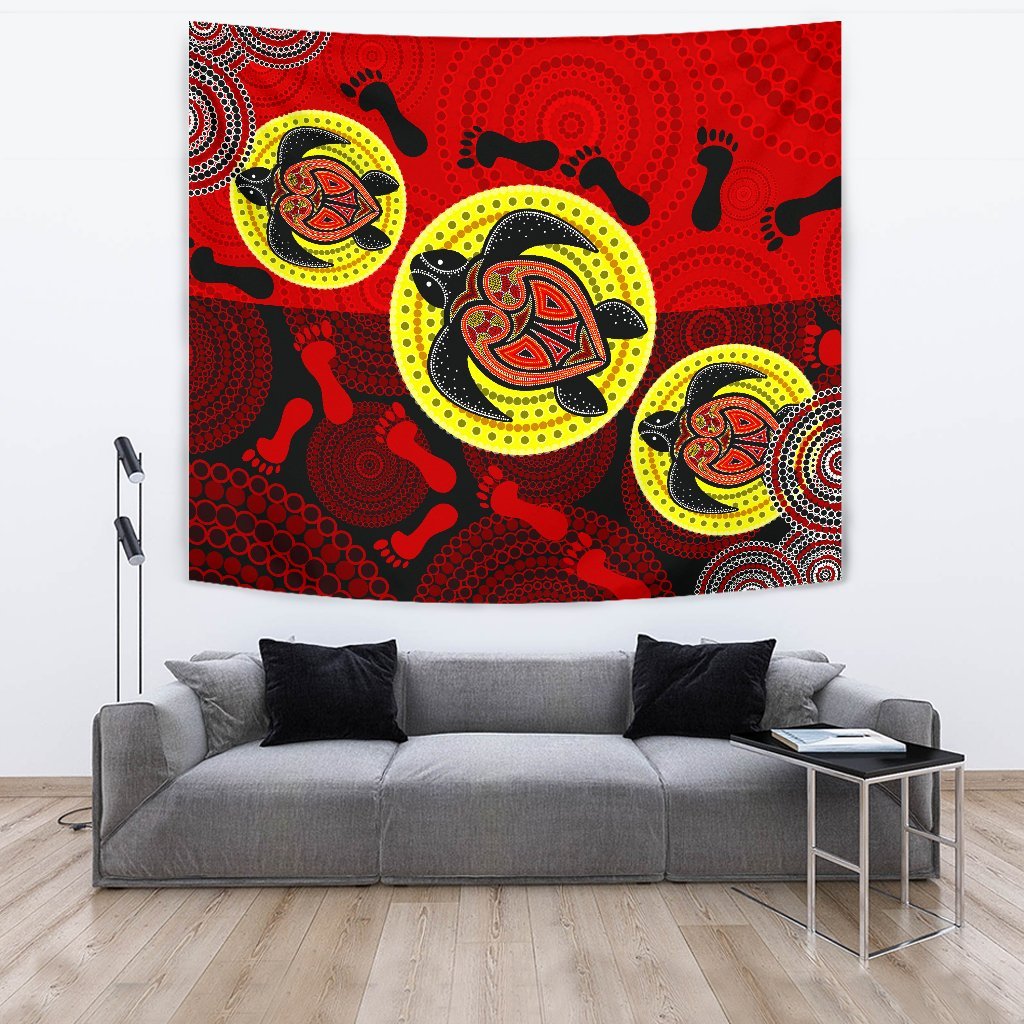 aboriginal-tapestry-turtle-footprint-circle-dot-painting