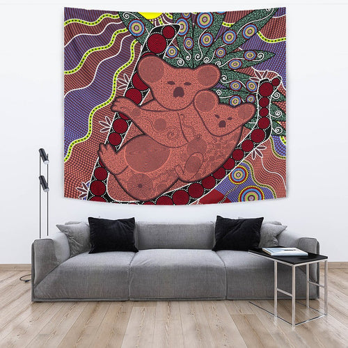 aboriginal-tapestry-koala-sun-dot-painting-circle-patterns