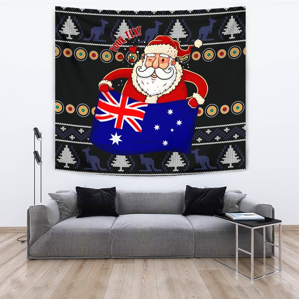 christmas-personalised-tapestry-australia-santa-claus-hold-the-flag-black