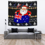 christmas-personalised-tapestry-australia-santa-claus-hold-the-flag-black