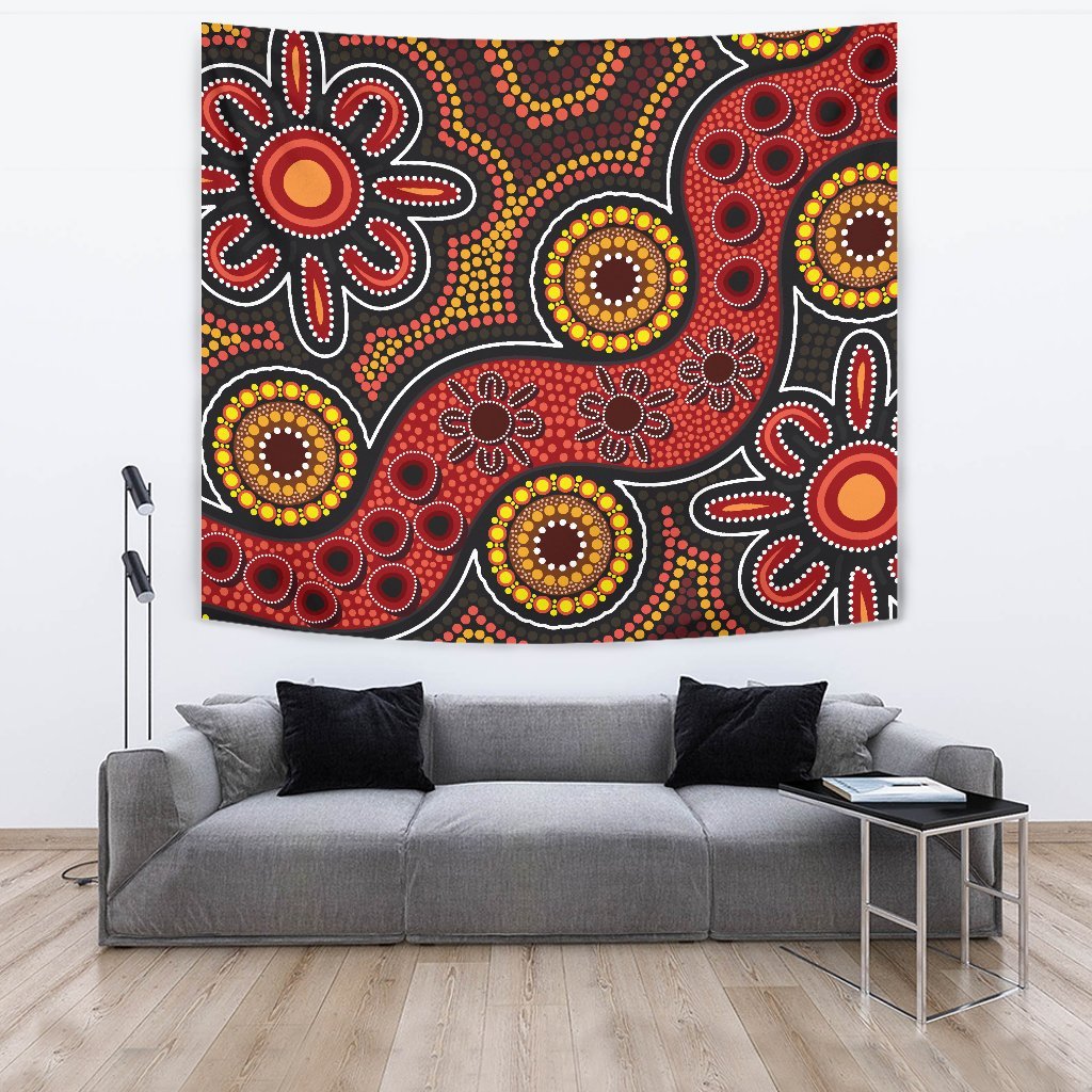 aboriginal-tapestry-indigenous-circle-dot-painting-style-1