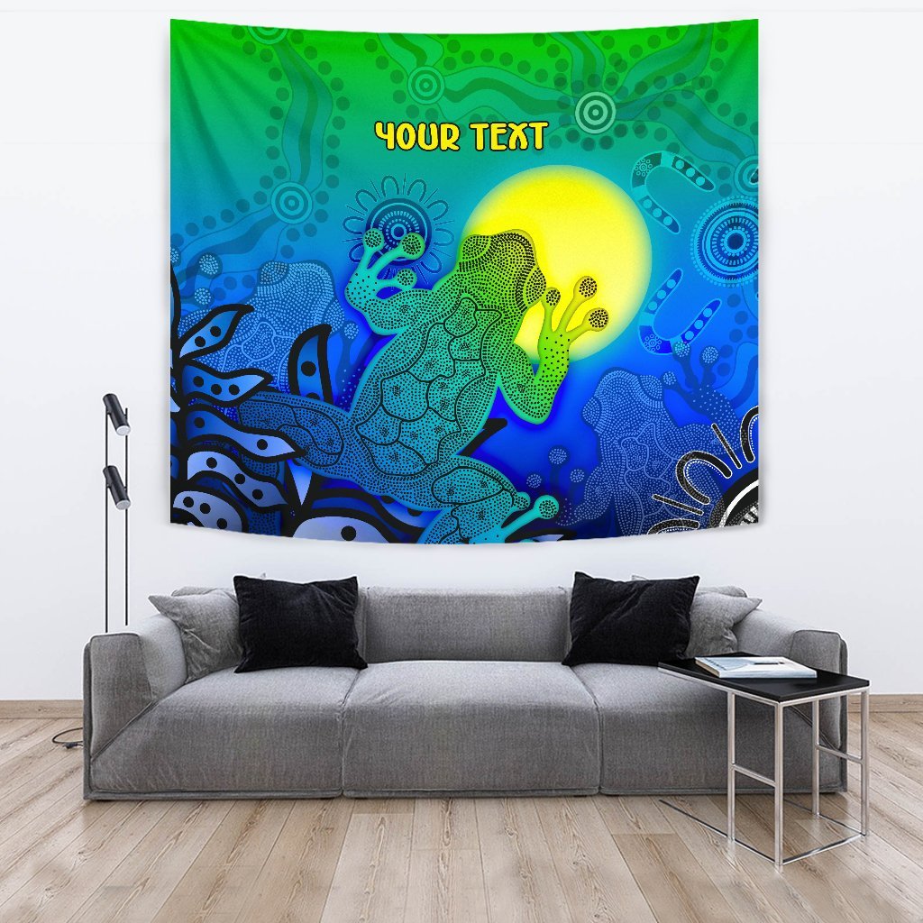 customaboriginal-tapestry-indigenous-frog-blue