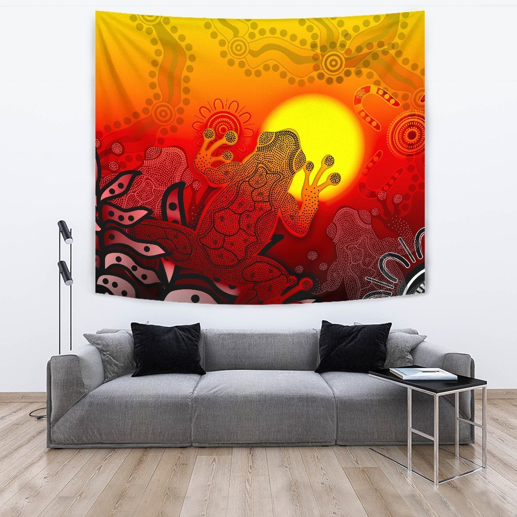 aboriginal-tapestry-indigenous-frog-red