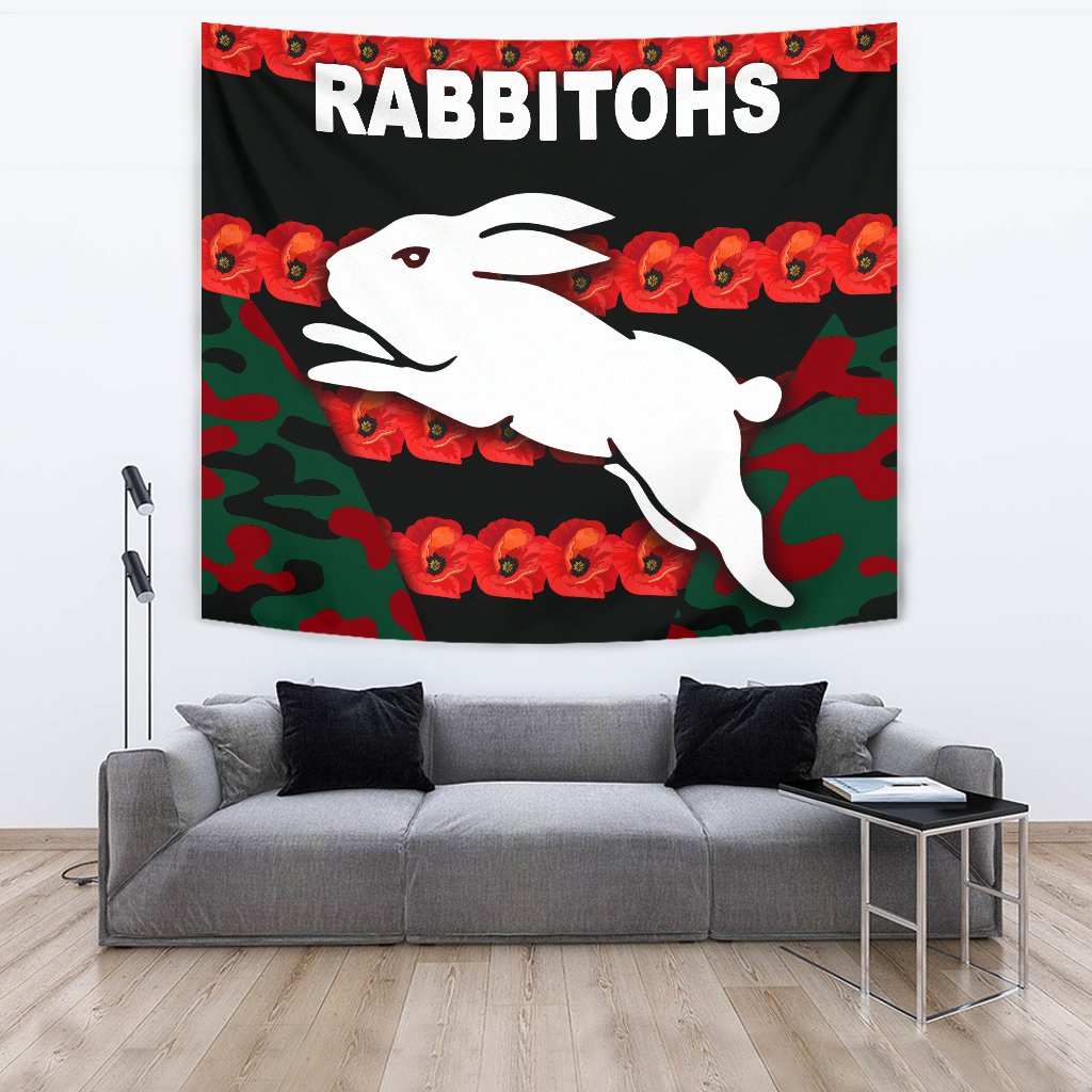 south-sydney-rabbitohs-tapestry-anzac-day-poppy-flower-vibes