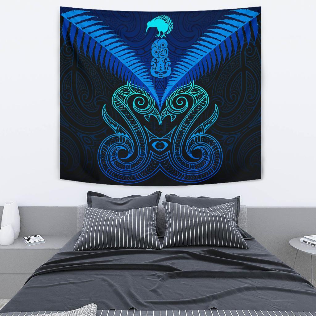 maori-manaia-new-zealand-tapestry-blue