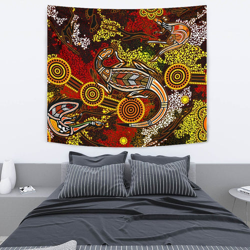 aboriginal-tapestry-kangaroo-and-lizard-dot-painting-art