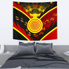 aboriginal-tapestry-indigenous-flag-with-footprint-hand-art