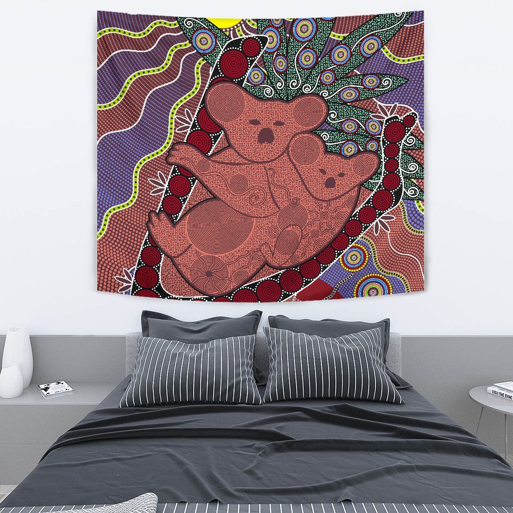 aboriginal-tapestry-koala-sun-dot-painting-circle-patterns