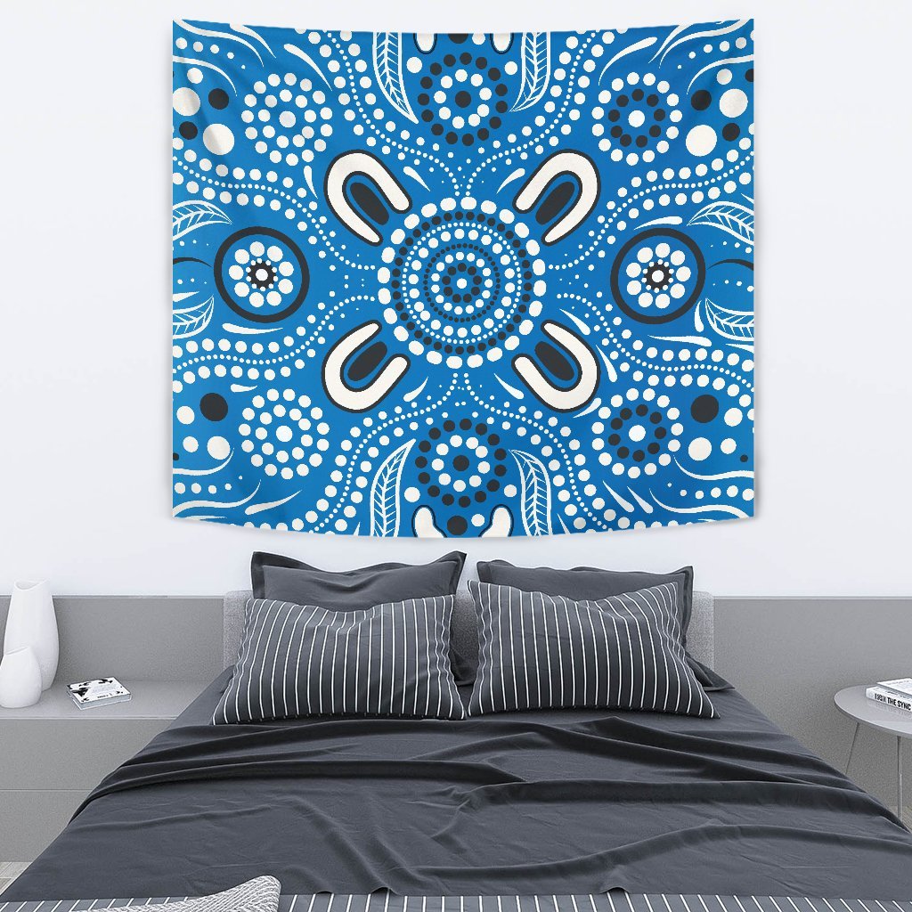 aboriginal-tapestry-indigenous-circle-dot-painting-blue-color