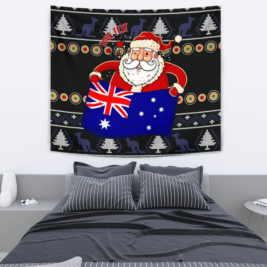 christmas-personalised-tapestry-australia-santa-claus-hold-the-flag-black