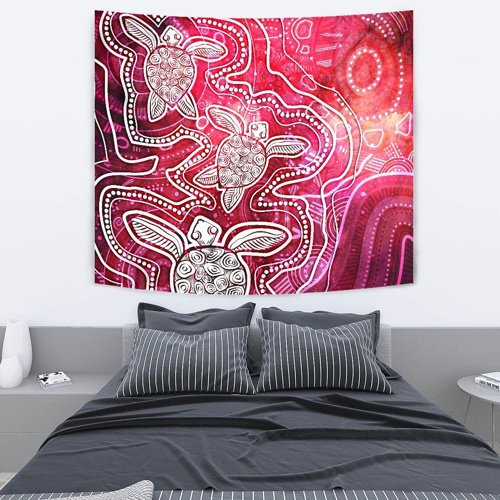 aboriginal-tapestry-sea-turtle-with-indigenous-patterns-pink