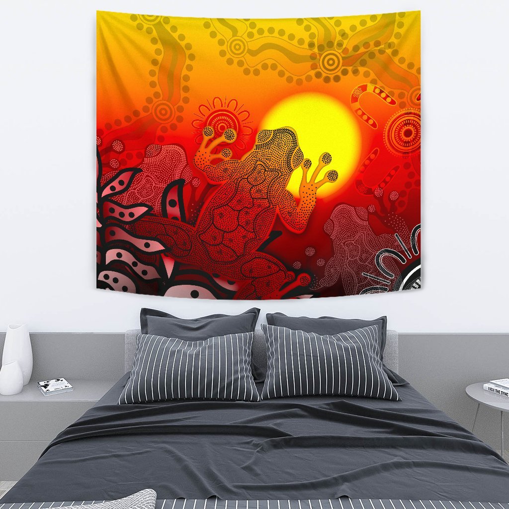 aboriginal-tapestry-indigenous-frog-red