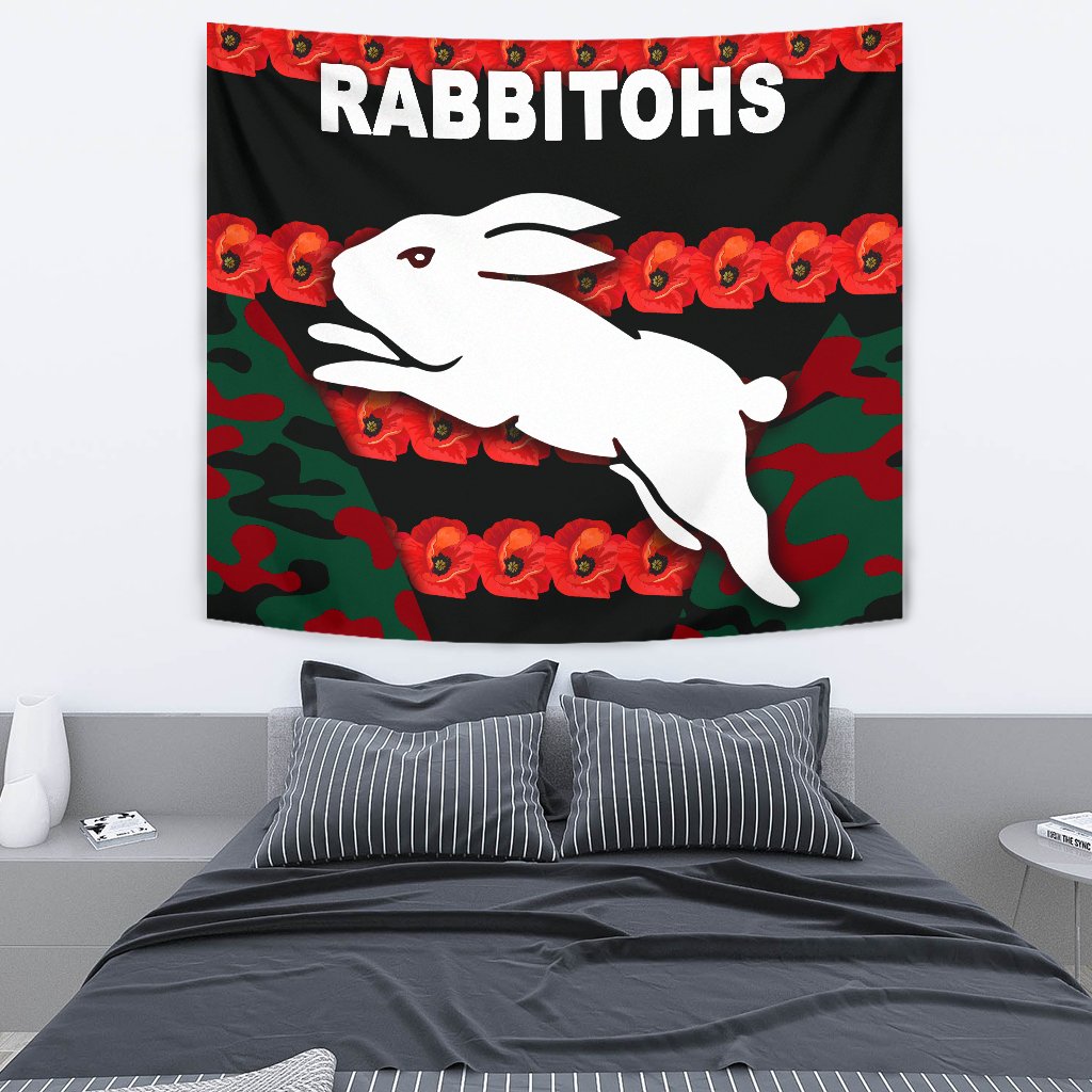 south-sydney-rabbitohs-tapestry-anzac-day-poppy-flower-vibes