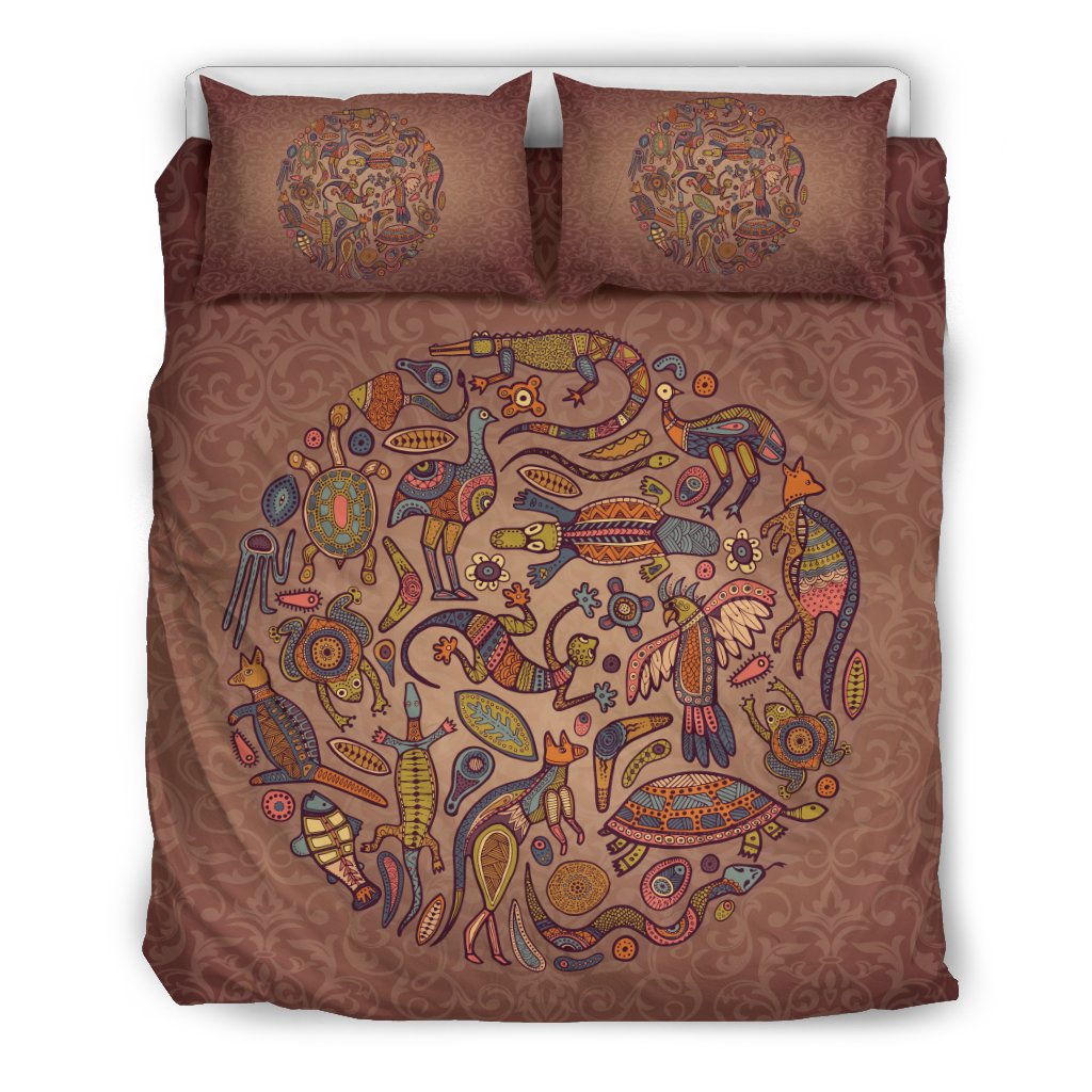 aboriginal-bedding-sets-kangaroo-kookaburra-circle-australian-animals