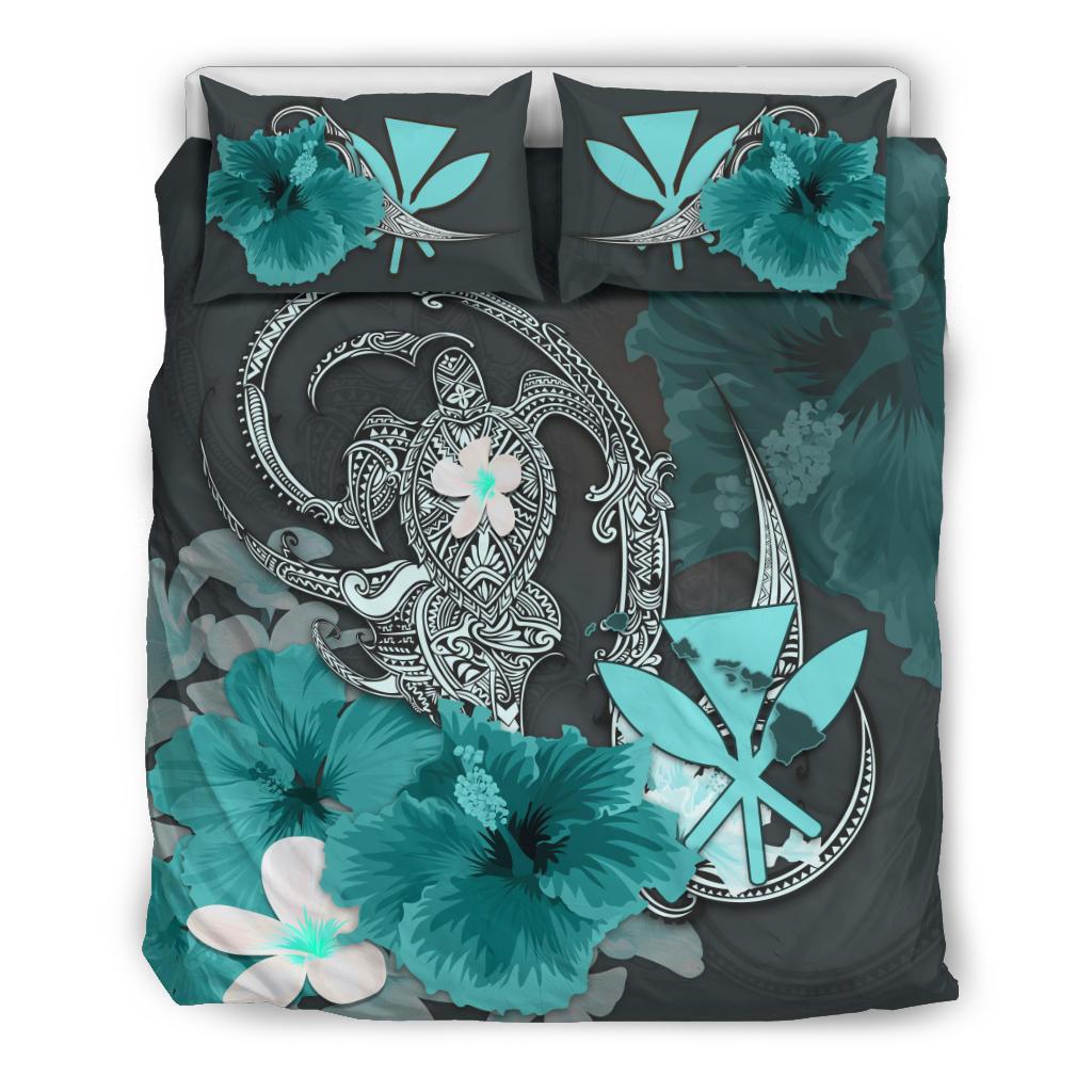 kanaka-maoli-hawaii-bedding-set-hibiscus-turtle-tribal-turquoise