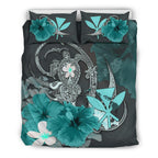 kanaka-maoli-hawaii-bedding-set-hibiscus-turtle-tribal-turquoise