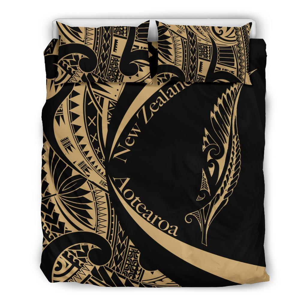 new-zealand-silver-fern-bedding-set-maori-tattoo-circle-style-golden