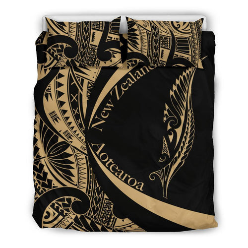 new-zealand-silver-fern-bedding-set-maori-tattoo-circle-style-golden