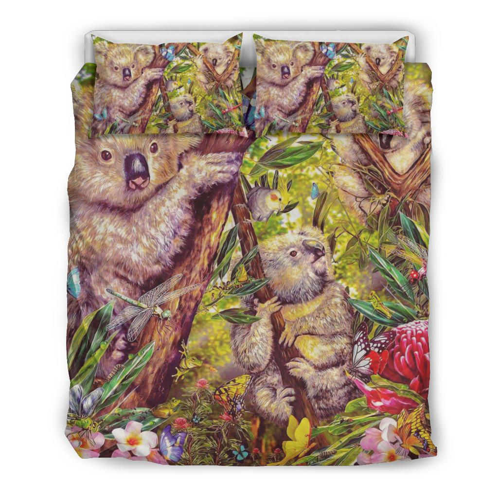 koala-bedding-set-3d-koala-with-waratah-flower-bedding-set