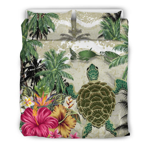 turtle-and-coconut-tree-bedding-set-hibiscus-and-turtle-on-the-beach