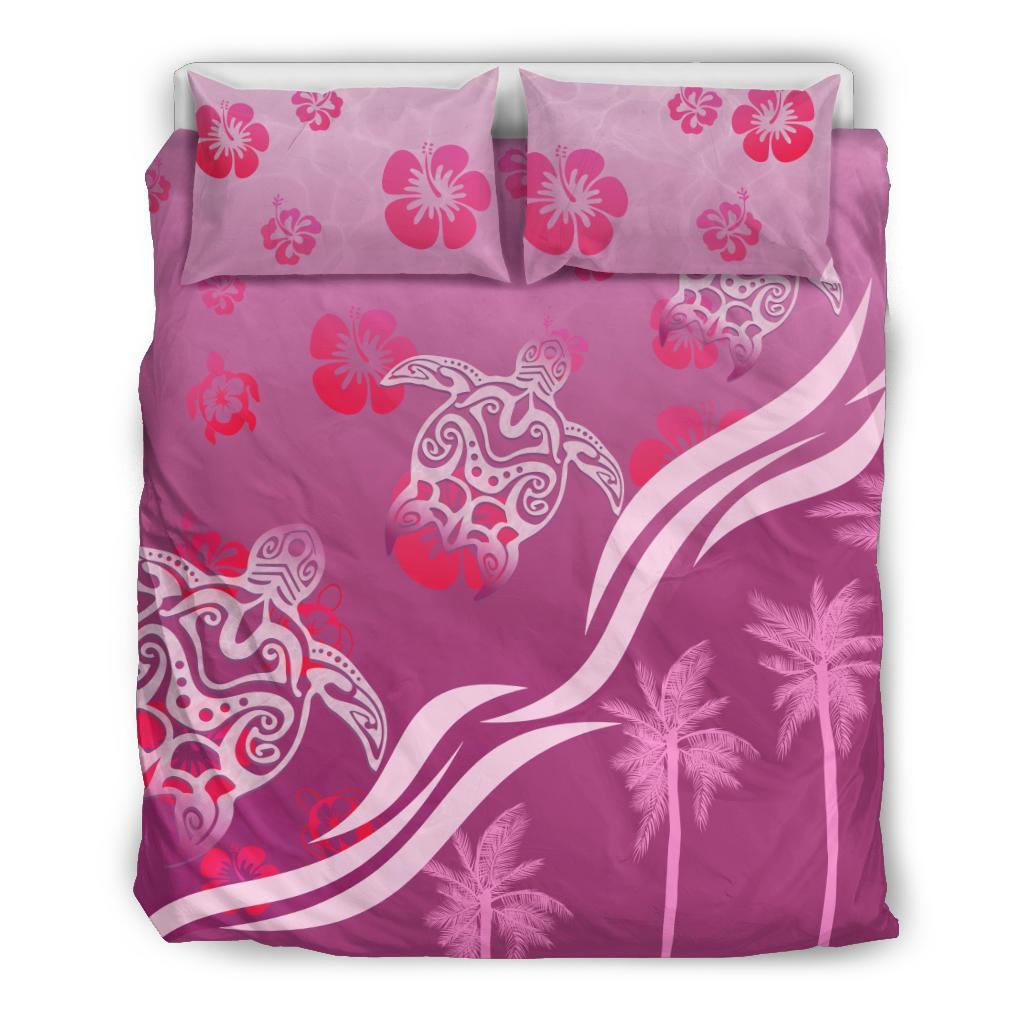 pink-turtle-hibiscus-bedding-set