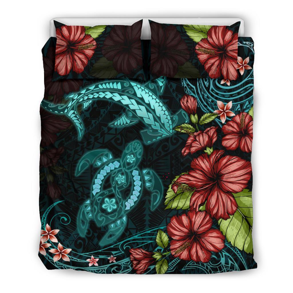 shark-and-turtle-bedding-set-hibiscus-turquoise