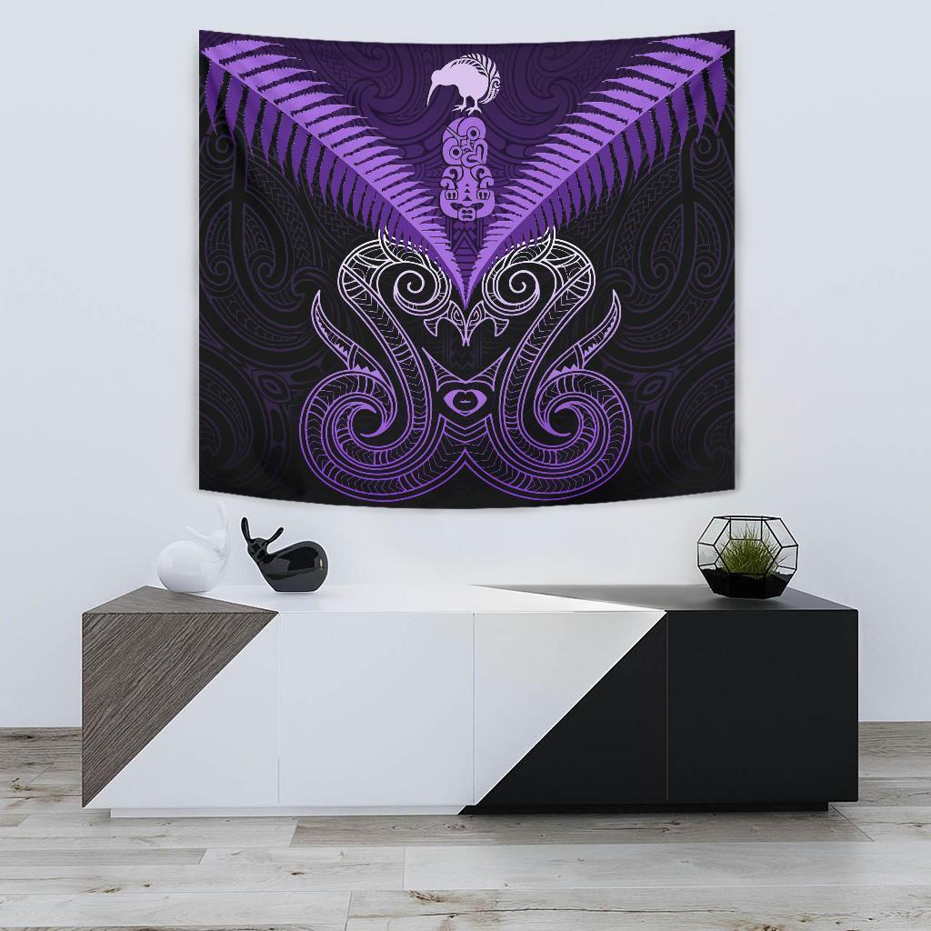 maori-manaia-new-zealand-tapestry-purple