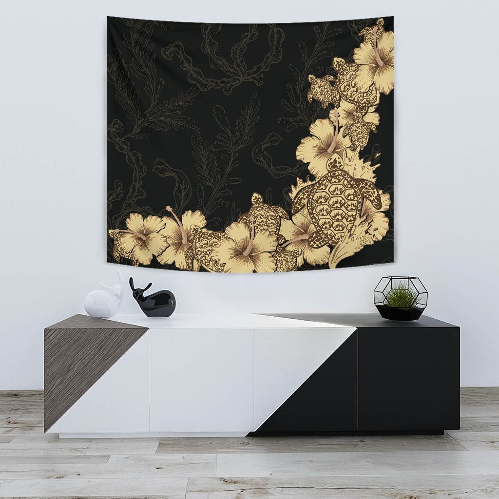 hibiscus-plumeria-golden-turtle-tapestry