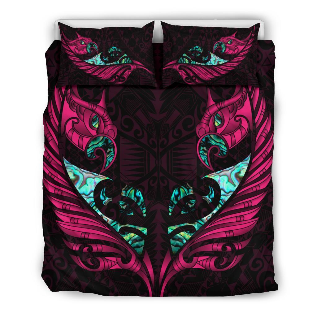 new-zealand-bedding-set-manaia-paua-fern-wing-pink