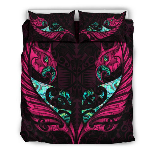 new-zealand-bedding-set-manaia-paua-fern-wing-pink