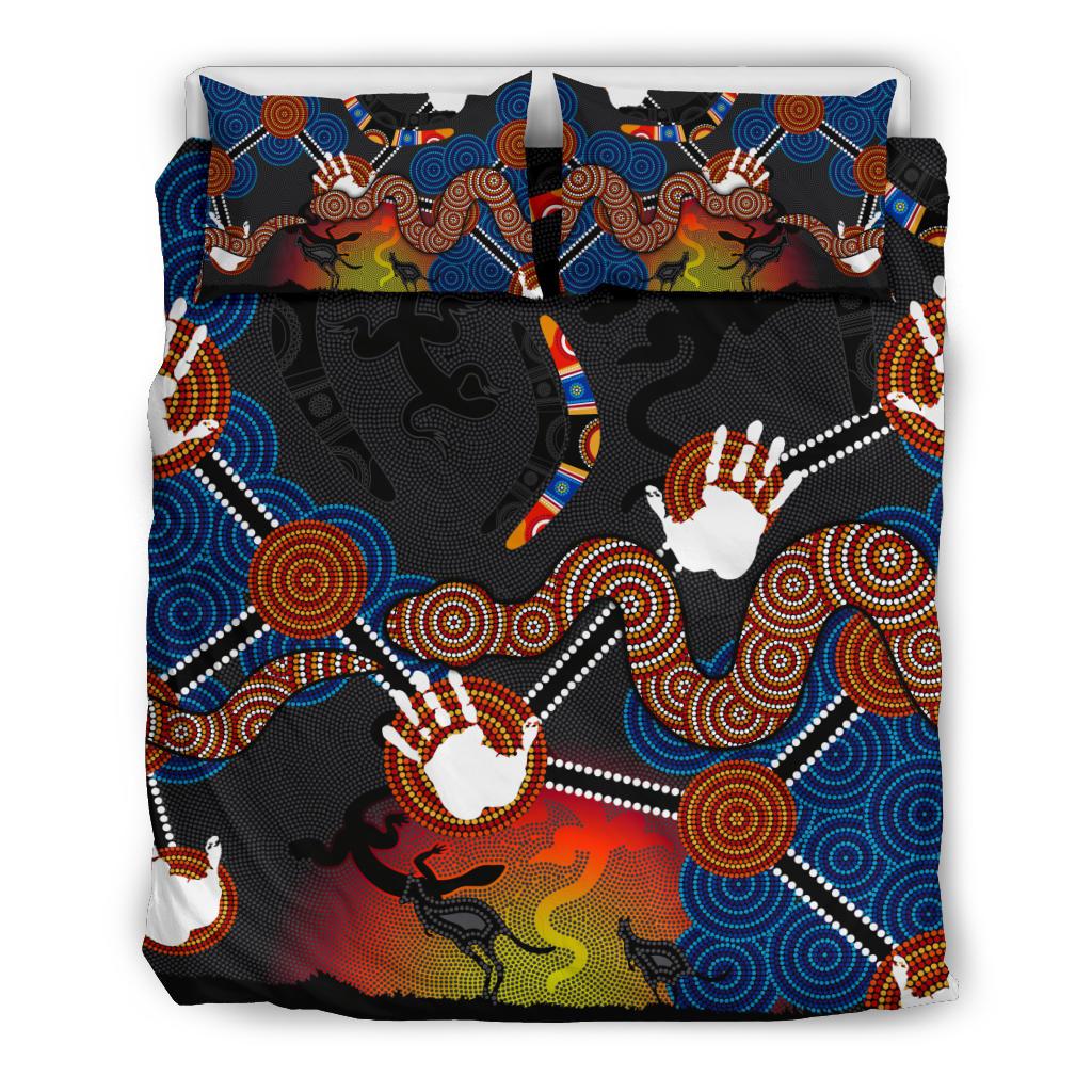 aboriginal-bedding-set-australian-boomerang-and-snake-indigenous-art