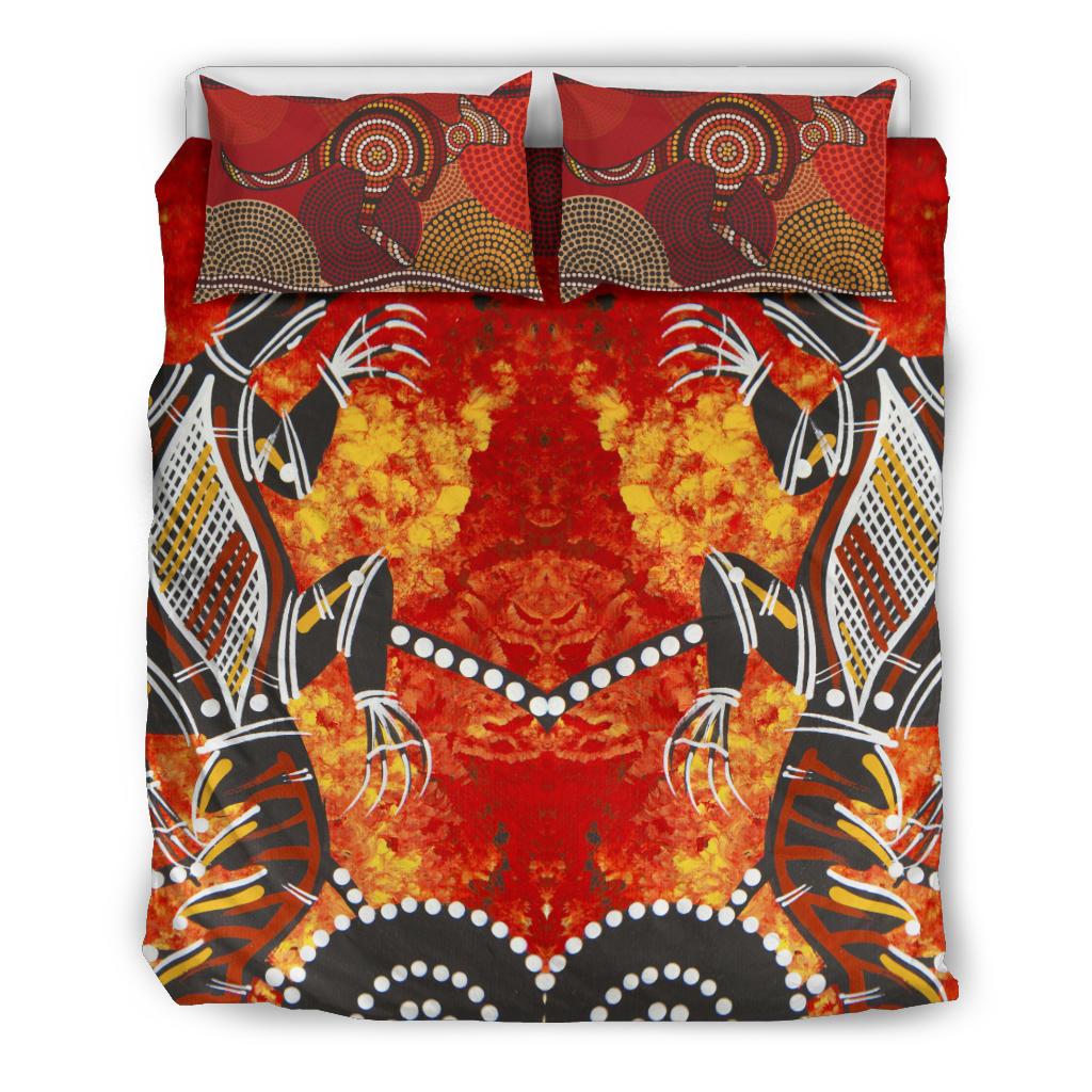 aboriginal-bedding-set-crocodile-kangaroo-dot-painting-art