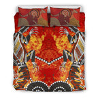 aboriginal-bedding-set-crocodile-kangaroo-dot-painting-art